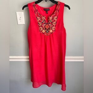 Luxology Coral Embellished V-Neck Mini Dress